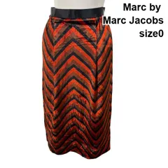 ◆ マークバイマークジェイコブス Marc by スカート ロング丈 シェブロン柄 バックジップ ストレート シルク 0 XS 5号 レディース S6I001のサムネイル