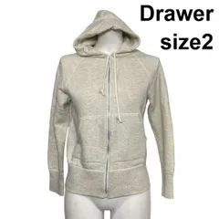 ◆ ドゥロワー Drawer ジップアップパーカー 長袖 フーディー フード ドロスト アイボリー コットン100％ 2 M 9号 レディース S6I018のサムネイル