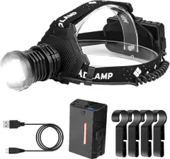 LEDヘッドライト usb充電式 P190 800000ルーメ 超高輝度 最も強 充電 USB ヘッドランプ 高輝度 ヘッドライト 超強力 防水 ヘルメット ライト5種点灯 ズーム機能電量ディスプレイ可能 耐衝撃 明るい ledライト 作業用 夜釣り 登山 キのサムネイル