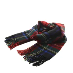ジョンストンズオブエルガン Johnstons of Elgin マフラー フリンジ 大判 チェック柄 カシミヤ 赤 レッド 緑 グリーン 青 ブルー /ANのサムネイル