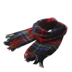 ジョンストンズオブエルガン Johnstons of Elgin マフラー フリンジ チェック柄 カシミヤ 黒 ブラック 緑 グリーン 赤 レッド 青 ブルー /ANのサムネイル