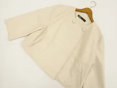 ザラ ZARA 長袖 フェイクレザーノーカラージャケット USA：L アイボリーのサムネイル