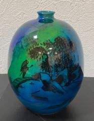博峰造 九谷焼 陶器 花瓶 壺 鳥文様 伝統工芸品 - メルカリ
