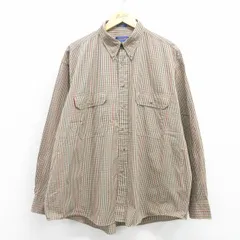 XL/古着 ペンドルトン 長袖 シャツ メンズ 大きいサイズ コットン ボタンダウン ベージュ チェック 26jul07のサムネイル