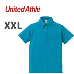 5.3oz　ボタンダウン　ポロ　ポロシャツ　XXL　5051　ポケット付　ドライ　ターコイズブルー