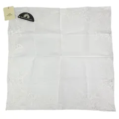 未使用品【エルメス】本物 HERMES ポケットチーフ 花柄 レース ハンカチ MOUCHOIR CALAIS 白色系 コットン100% メンズ レディースのサムネイル