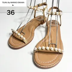 【未使用】訳アリ TSURU by Mariko Oikawa ツルバイマリコオイカワ Voyage パール サンダル ベージュ 36のサムネイル