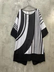 新品 EMERY ROSE エミリー ローズ シアー袖 抽象柄 ポンチョ チュニック ゆったり size1XL/白×黒 ■◆ レディースのサムネイル