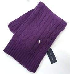 RALPH LAUREN｜ラルフローレン  ポニー刺繍 ケーブル編み ハーフブランケット 大判マフラー ストール スカーフ ショールのサムネイル