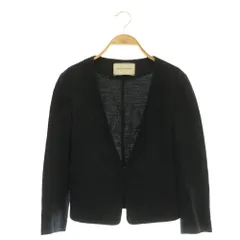 ユナイテッドアローズ UNITED ARROWS ノーカラージャケット ストレッチ 九分袖 リネン混 38 ネイビー /MY ■OS ■MAのサムネイル