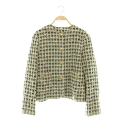 ミラオーウェン Mila Owen 25AW 金釦パッチポケットコンパクトツィードジャケット ノーカラー 総裏地 0 黒 マルチカラー /CX ■OSのサムネイル
