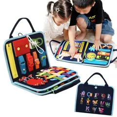 【特価商品】トレイン雑貨 電車グッズ　鉄道グッズ 入園準備 鉄道コレクション お着替えの練習 誕生日プレゼント 女の子 男の子 ( ビジーボード 6歳 5歳 4歳 ネイビー) 3歳 おもちゃ知育玩具 モンテッソーリのサムネイル