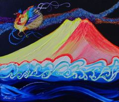 ≪国美協≫TOMOYUKI・友之、『赤富士・富岳』、油彩画、F20号：72,7×60