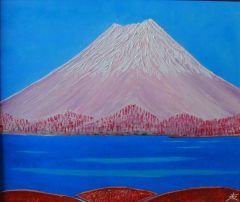 ≪国美協≫TOMOYUKI・友之、『赤富士・富岳』、油彩画、F20号：72,7×60