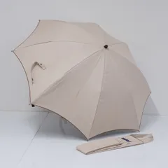 折りたたみ日傘 芦屋ロサブラン 完全遮光折日傘 USED品 2段折 プレーン シャンパンベージュ 曲がり竹手元 UV 遮熱 50cm FS9925のサムネイル