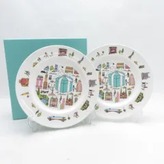 美品 TIFFANY＆Co. ティファニー 5th アベニュー 中皿 2枚 ペア 19cmプレート パン ケーキ デザート SM5688H2 のサムネイル