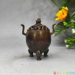 【Elegant】Copper Tea Ceremony Utensils: Incense Burner and Lid Rest Set, Craftwork, Fine Art, Ornament zw427