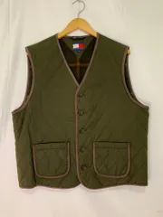 TOMMY HILFIGER トミーヒルフィガー 90s キルティング ベスト インナーウール チェック柄 サイズ: M カラー: カーキ メンズ トップスのサムネイル