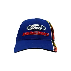 【キャップ/帽子】90s-00s Ford Racing × NASCAR ビンテージ トラッカーキャップ  ブルー 青 フレイム ファイヤーパターンのサムネイル