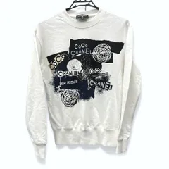 【価格改定】CHANEL 極美品 シャネル 20SS スパンコール カメリア スウェット P63298 K48933 ホワイト ブラック コットン 長袖 トレーナー トップス カットソー ココマーク #XS レディース Aランク 中古 鑑定済のサムネイル