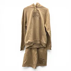 【価格改定】BURBERRY バーバリー スウェット セットアップ パーカー ハーフパンツ ウエストゴム 8069765 8069769 コットン ブラウン ラバーロゴ プルオーバー フーディ ショーツ #M #XS Bランク 中古 鑑定済のサムネイル