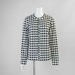 COMME des GARCONS ◆ 千鳥格子 クルーネック カーディガン 黒/白 Sサイズ ポリジャージー カットソー コムデギャルソン ◆GG53のサムネイル
