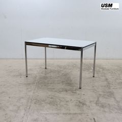 極美品 USMハラー テーブル ラミネート パールグレー W1500 D600