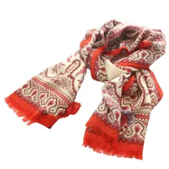 エトロ ETRO ストール マフラー ペイズリー柄 カシミヤ シルク混 マルチカラー 赤 レッド グレー /SS ■OS ■GY62のサムネイル