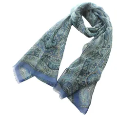 エトロ ETRO ペイズリー柄 ストール マフラー シルク マルチカラー 青 ブルー アイボリー /SS ■OS ■GY62のサムネイル