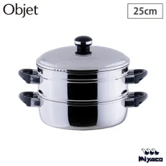 新品 オブジェ 蒸し器 25cm 宮崎製作所 OJ-8-3【鍋 両手鍋 浅型 IH対応 IH 100V 200V Objet 25cm ステンレス 日本製】のサムネイル