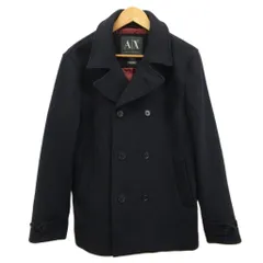 アルマーニエクスチェンジ A/X ARMANI EXCHANGE ピーコート 上着  ミドル ウール ダブル M 紺 ネイビー ダブルブレスト 長袖 /SH ■GY19のサムネイル