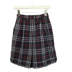 バーバリーズ Burberrys キュロットハーフパンツ ショートパンツ ウール M 紺 ネイビー 赤 レッド グレー チェック柄 2タック /SH ■GY19のサムネイル