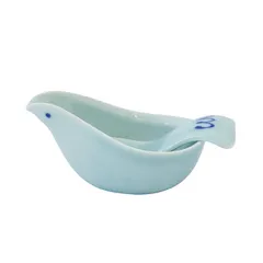 新品 波佐見焼 ことり ソースポット&スプーン【ソース入れ ドレッシング ポット 調味料入れ シュガーポット 砂糖入れ 小鉢 片口 食器 容器 磁器 日本製 食洗機対応 電子レンジOK】 ブルーのサムネイル