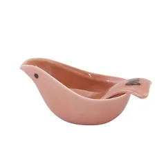 新品 波佐見焼 ことり ソースポット&スプーン【ソース入れ ドレッシング ポット 調味料入れ シュガーポット 砂糖入れ 小鉢 片口 食器 容器 磁器 日本製 食洗機対応 電子レンジOK】 ピンクのサムネイル