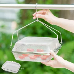 新品 ヨシカワ 暮らし良い道具 ステンレス角型干しかご YJ3477【干しかご ステンレス 野菜干し 果物干し ざる ドライフルーツ カゴ 干物 日本 燕三条】のサムネイル