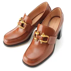 ボッテガヴェネタ ムッシュ レザー ヒール ローファー シューズ パンプス ブラウン 37【中古】のサムネイル