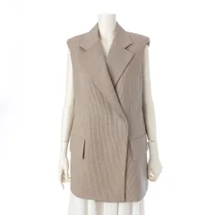 ジルサンダー 24AW ウール チェッカー シングルブレスト ベスト ロング テーラードジャケット J02FB0120 ベージュ ブラック 32【中古】のサムネイル