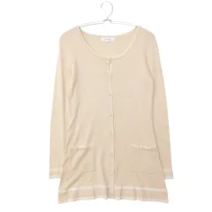 m's select エムズセレクト カーディガン トップス 長袖 ロング フリル パールボタン ベージュ 34【XS】 レディース 【中古】のサムネイル