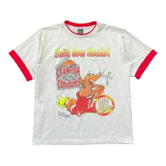 古着 USA製 90S クロウフィッシュ コンドーム ザリガニ ヴィンテージ ジョーク Tシャツ Tシャツ プリント XL グレー レッド BA6456のサムネイル