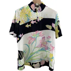 レオナール LEONARD ハーフジップTシャツ 42サイズ 花柄 0578712 ブラック・ネイビー レディースのサムネイル