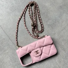 CHANEL シャネル iPhone15pro チェーンショルダー フォンショルダー マトラッセ ココマーク ピンク ゴールド金具 キャビアスキンのサムネイル