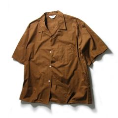 ヨウジヤマモトプールオム ウール 半袖シャツ 3 チョコレートブラウン