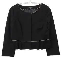 TOCCA トッカ ノーカラージャケット アウター トップス 比翼 ボートネック パイピング 無地 ブラック 0【XS】 レディース 【中古】のサムネイル