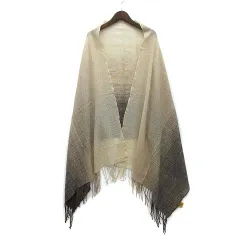 トプカピ TOPKAPI カシミヤ グラデーション 大判 ストール マフラー フリンジ ベージュ ブラウンのサムネイル