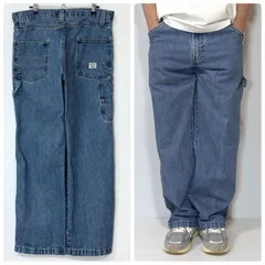 良サイズ US企画 Levi's リーバイス SIGNATURE CARPENTER シグネチャー カーペンター デニム ペインターパンツ W33L32 実寸35.5x31.5 ミディアムウォッシュ ワークパンツ ジーンス ワイドストレート p26073677のサムネイル