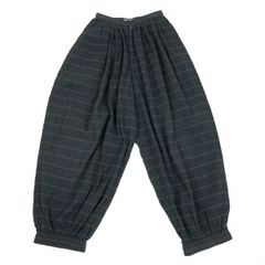 イッセイミヤケISSEY MIYAKE コットンクレープボーダーパンツ 深緑9