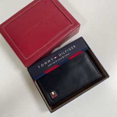 トミーヒルフィガー 二つ折り財布 レザー トリコロール メンズ 黒 海外