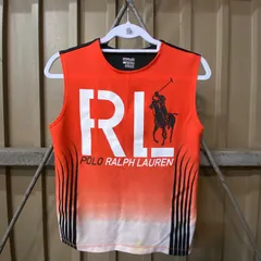 ポロラルフローレン ノースリーブ Tシャツ タンクトップ オレンジ グラデーションカラー ビッグポニーグラフィックプリント RLロゴプリント サイドストライプデザインのサムネイル