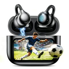 Bluetooth Wireless Earphones [A groundbreaking product of 2026? Earphones with a display have arrived] Next-generation touchscreen operation, surpassing bone conduction earphones, ear cuff, open-type design, Bluetooth 6.0, UFT3.0, completely leak-proof, 500mAh large capacity NSyu