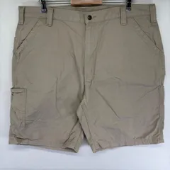 古着 カーハート Carhartt ダック パンツ ペインター ワーク ハーフ ショート ワンポイントロゴ ジップ w42  ベージュ系 メンズのサムネイル